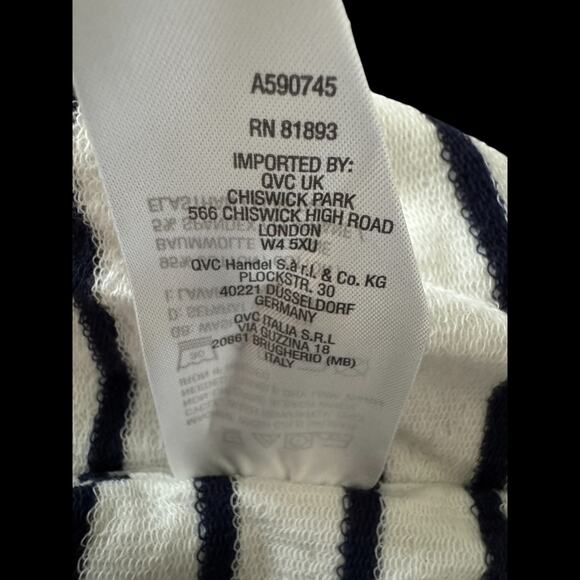 AMBERNOON II UV Hooded Striped Tunic Cover-Up White Navy 1X NWT Cotton Blend - Picture 13 of 16